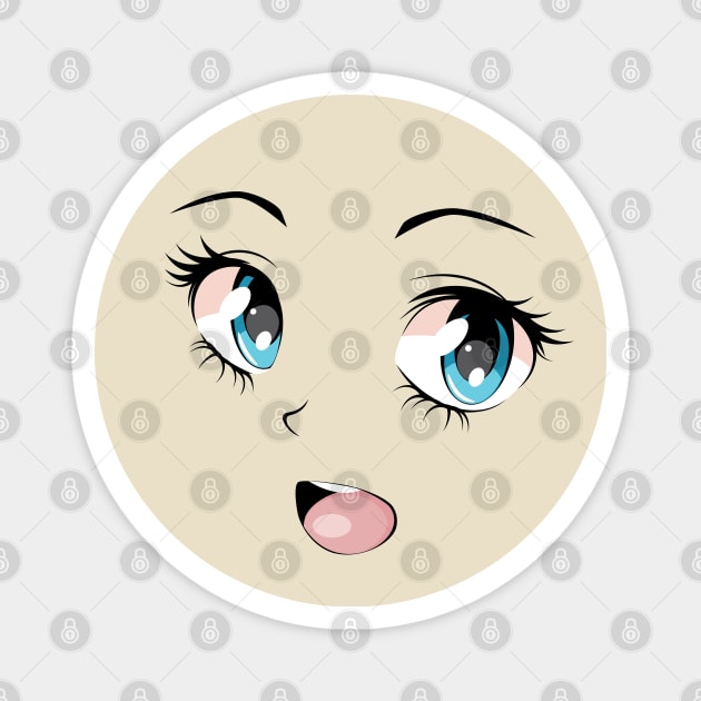 Happy anime girl face Magnet by AnnArtshock